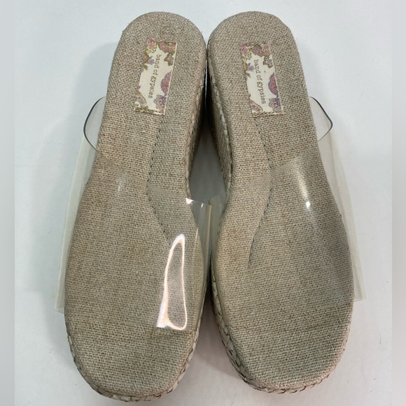 NWT Y2K Transparent Platform Wedges Sandals Open Toe Hemp High Heels Slides - Picture 5 of 8